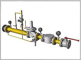 Линия редуцирования давления газа на основе регулятора давления газа RS251