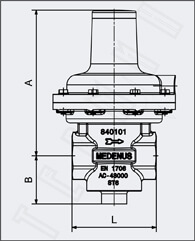 Габаритный чертеж предохранительно-сбросного клапана Medenus SL10